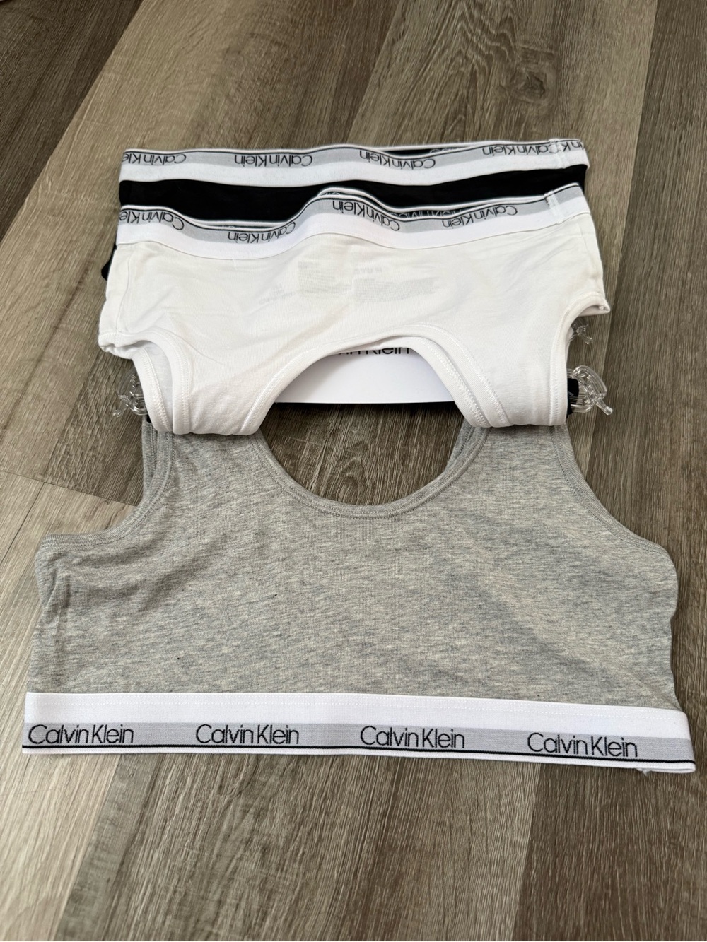 Calvin Klein 3-Pack Scoop Bralette Set - Black, White, Gray - Picture 4 of 5